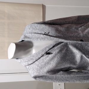 Koto mens blue heather shawl neck cardigan sweater with green trim.  Medium